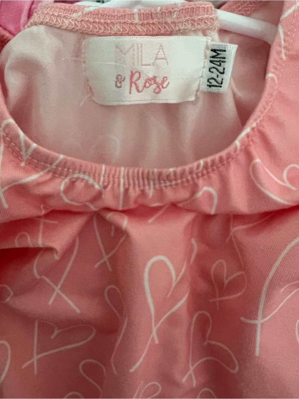 Mila & Rose Pink Heart Ruffle-Sleeve Kids One-Piece Bodysuit - Picture 3 of 3